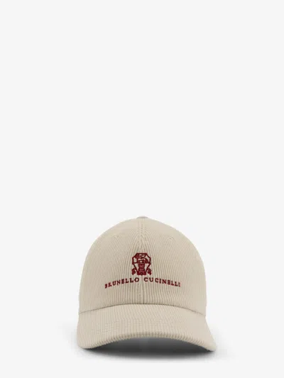 Brunello Cucinelli Men Corduroy Baseball Hat In White