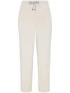 Brunello Cucinelli Cotton Corduroy Drawstring Trousers In White