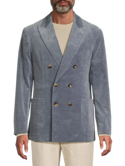 Brunello Cucinelli Corduroy Double-breasted Suit Jacket In Gray