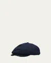 Brunello Cucinelli Men's Pinstripe Basque Newsboy Hat In Navy