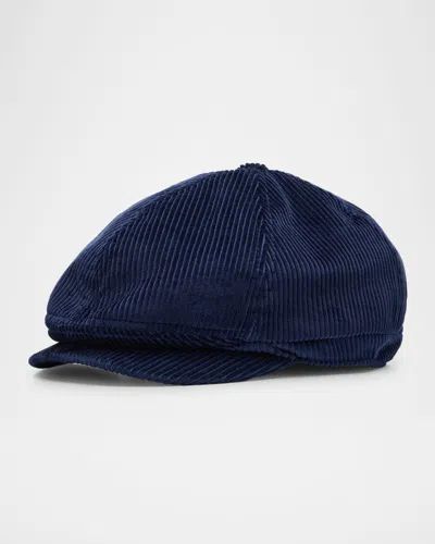 Brunello Cucinelli Men's Corduroy Newsboy Hat In Blue