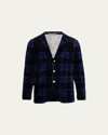 Brunello Cucinelli Men's Corduroy Plaid Formal Jacket In C055 Blue