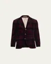 Brunello Cucinelli Men's Corduroy Plaid Formal Jacket In Red