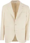 BRUNELLO CUCINELLI MEN'S COTTON AND CASHMERE DECONSTRUCTED JACKET WITH PATCH POCKETS