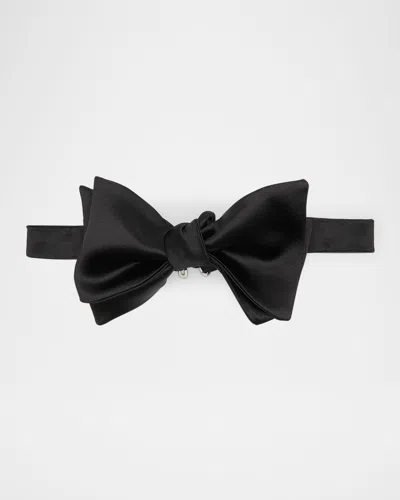 Brunello Cucinelli Men's Cotton And Silk Bow Tie In Black