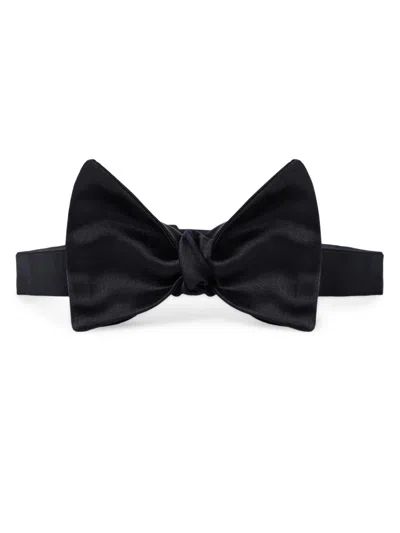 Brunello Cucinelli Men's Cotton And Silk Satin Bow Tie In Black