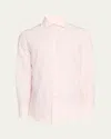 Brunello Cucinelli Men's Cotton Bacchetta Stripe Sport Shirt In White And Melon