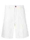 Brunello Cucinelli Men Garment-dyed Bermuda Shorts In Twisted Cotton Gabardine In White