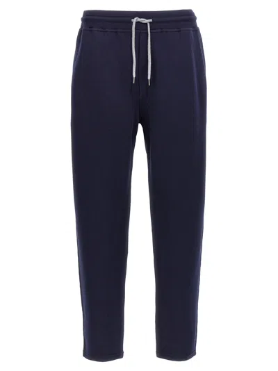 Brunello Cucinelli Men Cotton Blend Joggers In Blue