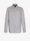 Brunello Cucinelli Chevron Motif Flannel Shirt With Button-down Collar In Gray