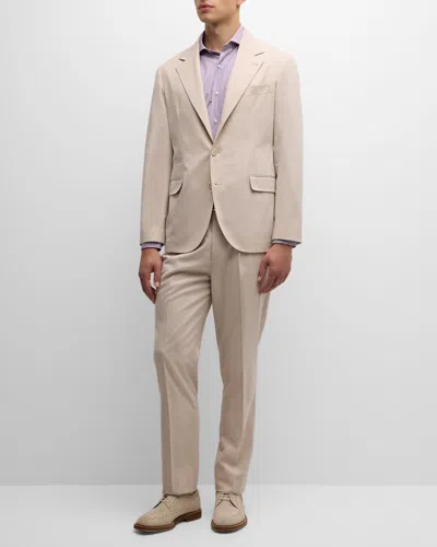 Brunello Cucinelli Men's Cotton Blend Suit In Brown