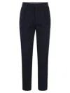 Brunello Cucinelli Men Cotton-blend Trousers With Darts In Blue