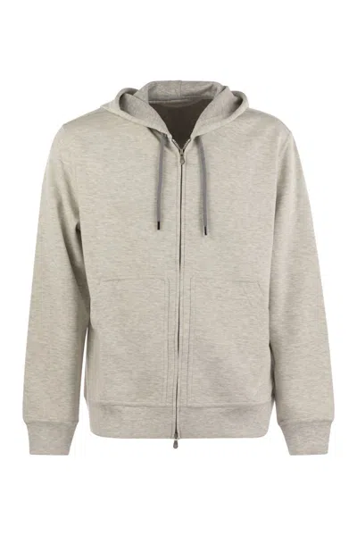 Brunello Cucinelli Luxury Cotton-cashmere Blend Zip Hoodie In Grey