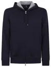 Brunello Cucinelli Men Cotton Blend Zipped Hoodie In Multicolor