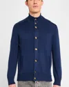 Brunello Cucinelli Men's Cotton Button-front Cardigan Sweater In Galaxy