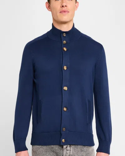 Brunello Cucinelli Men's Cotton Button-front Cardigan Sweater In Galaxy