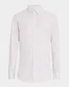 Brunello Cucinelli Men's Cotton Canvas Button-collar Dress Shirt In Dusty Blue