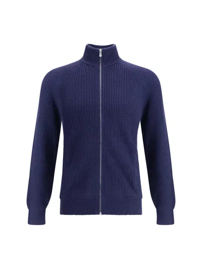 Brunello Cucinelli Men Cotton Cardigan In Blue
