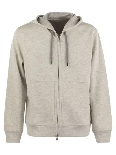 BRUNELLO CUCINELLI BRUNELLO CUCINELLI MEN COTTON, CASHMERE AND SILK FLEECE ZIPPED TOPWEAR