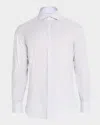 Brunello Cucinelli Men's Cotton Chambray Stripe Sport Shirt In Dusty And White