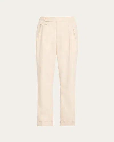 Brunello Cucinelli Men's Cotton Double-pleated Pants In Light Beige