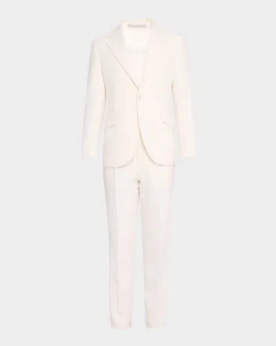 Brunello Cucinelli Men's Cotton Gabardine Suit In Beige