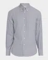 Brunello Cucinelli Men's Cotton Gingham Button-collar Sport Shirt In Gray