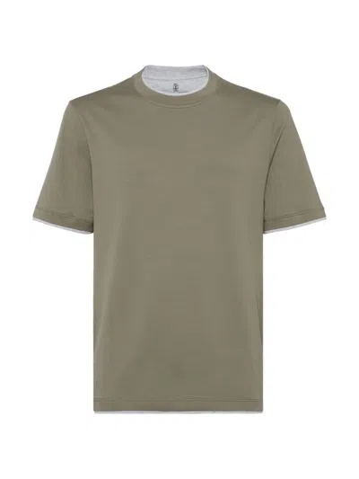 Brunello Cucinelli Men's Cotton Jersey Crew Neck T-shirt In Green