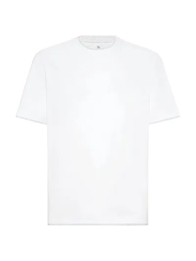 Brunello Cucinelli Men's Cotton Jersey Crew Neck T-shirt In White