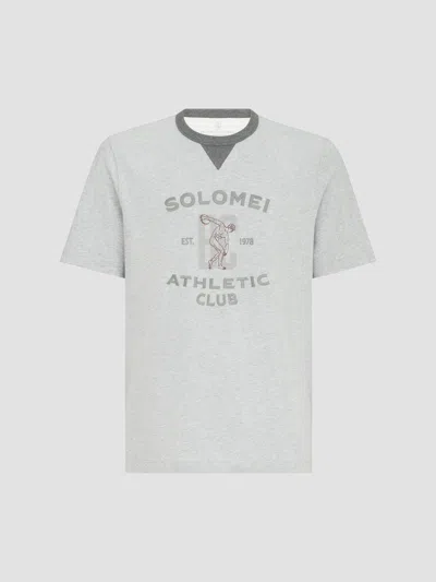 Brunello Cucinelli Cotton-jersey Crew-neck T-shirt With Print In Multi