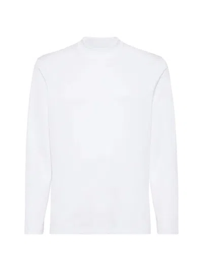 Brunello Cucinelli Mock-neck Long-sleeve T-shirt In White