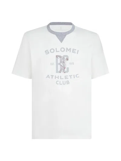 Brunello Cucinelli Cotton Jersey Crew Neck T-shirt With Print In Pattern
