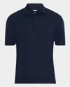 Brunello Cucinelli Men's Cotton Knit Polo Shirt In Blue