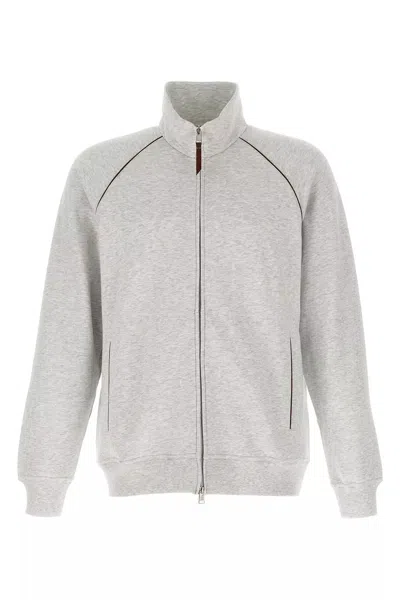 BRUNELLO CUCINELLI BRUNELLO CUCINELLI MEN COTTON LEATHER SWEATSHIRT