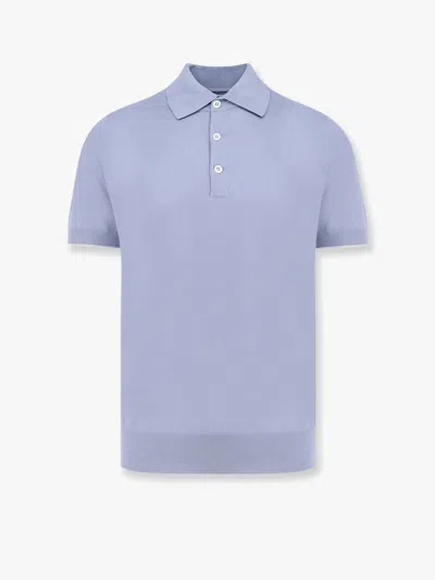 Brunello Cucinelli Men Cotton Lightweight Knit Polo In Blue