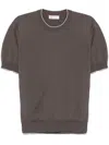 Brunello Cucinelli Men Cotton Lightweight Knit T-shirt With Contrast Details In Multicolor