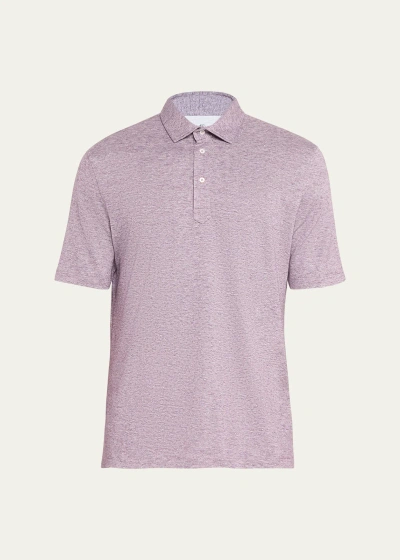 Brunello Cucinelli Men's Cotton-linen Melange Polo Shirt In Purple