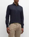 Brunello Cucinelli Long-sleeved Cotton Polo Shirt In Navy