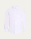 Brunello Cucinelli Men's Cotton Micro-stripe Sport Shirt In White Lavender