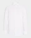 Brunello Cucinelli Men's Cotton Mini Stripe Sport Shirt In White And Brown