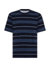 Brunello Cucinelli Men's Cotton Multi Stripe Jersey Crew Neck T-shirt In Dark Blue