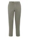 Brunello Cucinelli Pima Cotton Comfort Gabardine Italian Trousers In Green
