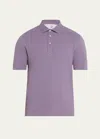 Brunello Cucinelli Men's Cotton Pique Polo Shirt In C9718 Purple