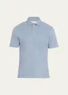 Brunello Cucinelli Men's Cotton Pique Polo Shirt In Blue