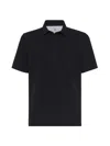 Brunello Cucinelli Men's Cotton Pique Shirt Style Collar Polo In Black