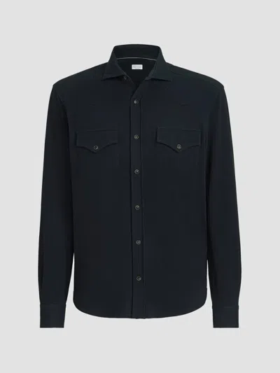 Brunello Cucinelli Cotton-piqué Western Shirt In Black