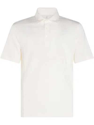 Brunello Cucinelli Men Cotton Polo In Beige