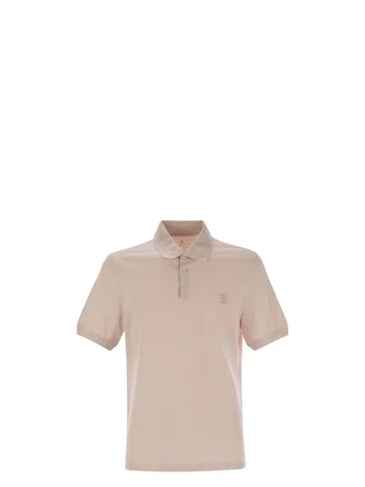 Brunello Cucinelli Short Sleeve Polo Shirt In Brown