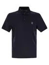 Brunello Cucinelli Cotton Polo Shirt With Printed Logo In Blue