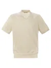 Brunello Cucinelli Men Cotton Polo Style Sweater In Neutral
